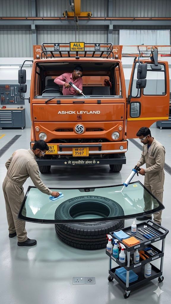Ashok Leyland Truck windshield replacement